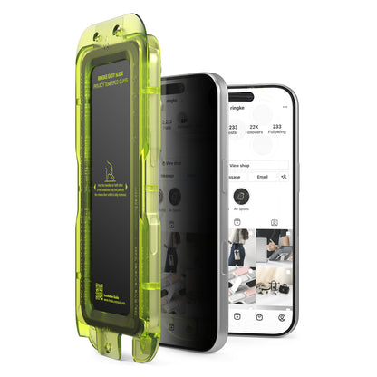 Folia ochronna na ekran Privacy Ringke Easy Slide do Apple iPhone 18 Pro, szkło hartowane, pełna klej, zestaw 2 sztuki