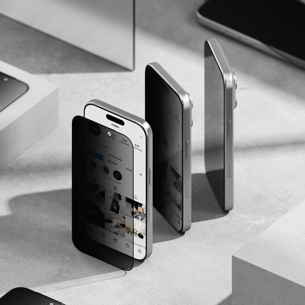 Folia ochronna na ekran Privacy Ringke Easy Slide do Apple iPhone 18 Pro, szkło hartowane, pełna klej, zestaw 2 sztuki