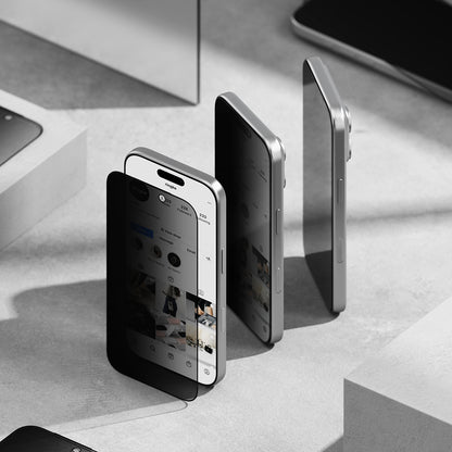 Folia ochronna na ekran Privacy Ringke Easy Slide do Apple iPhone 18 Pro, szkło hartowane, pełna klej, zestaw 2 sztuki