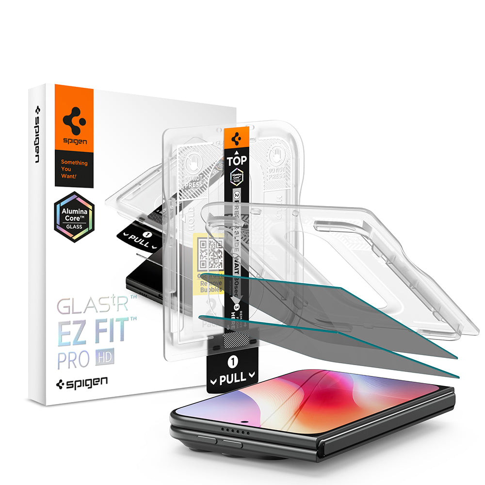 Spigen GlastR EZ FIT Pro HD Privacy Screen Protector Film for Apple iPhone Duo, Tempered Glass, Full Glue, Set of 2 pieces AGL12015