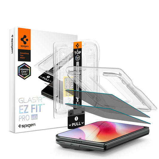 Spigen GlastR EZ FIT Pro HD Privacy Screen Protector Film for Apple iPhone Duo, Tempered Glass, Full Glue, Set of 2 pieces AGL12015