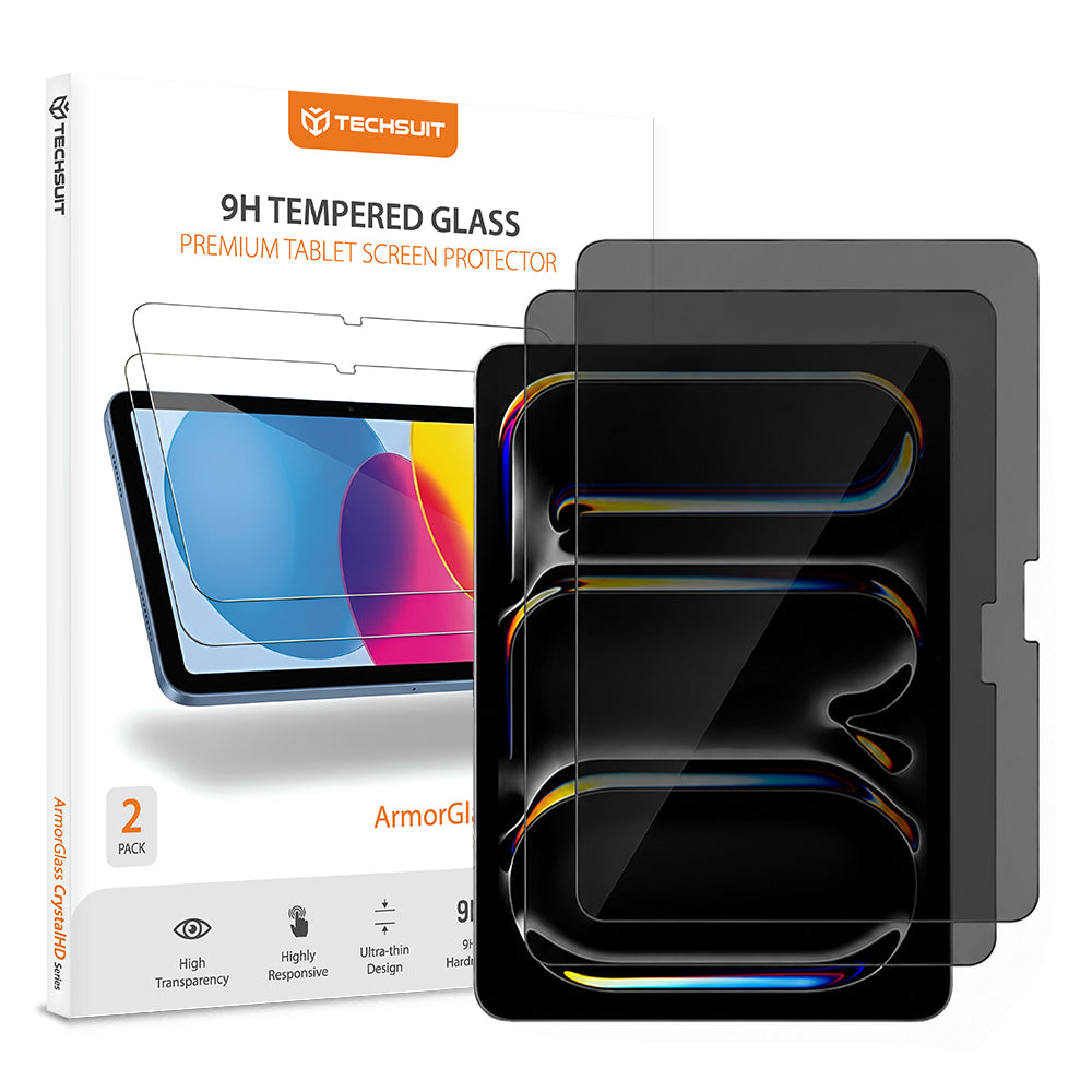 Folia ochronna na ekran Privacy Techsuit ArmorGlass CrystalHD do Apple iPad Pro 11 (2024), szkło hartowane, pełna klej, zestaw 2 sztuki