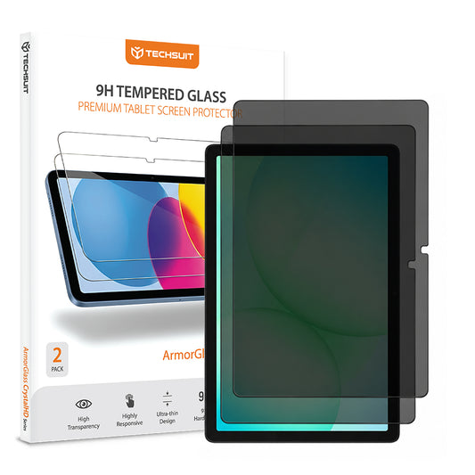 Folia ochronna na ekran Privacy Techsuit ArmorGlass CrystalHD do Samsung Galaxy Tab A11+ / Tab A9+, szkło hartowane, pełna klej, zestaw 2 sztuki