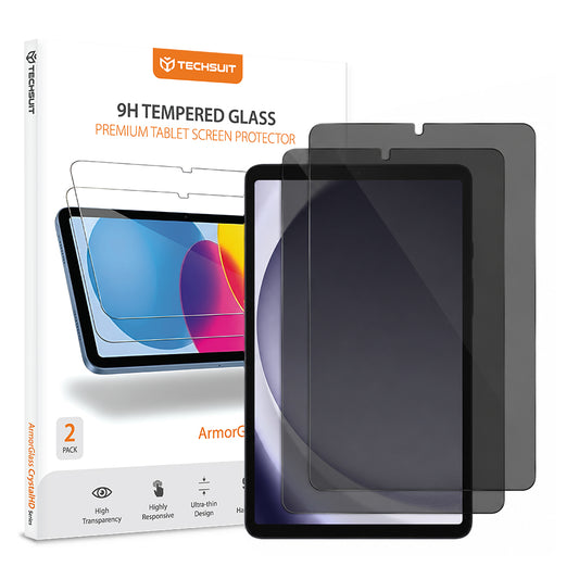 Folia ochronna na ekran Privacy Techsuit ArmorGlass CrystalHD do Samsung Galaxy Tab A11 / Tab A9, szkło hartowane, pełna klej, zestaw 2 sztuki