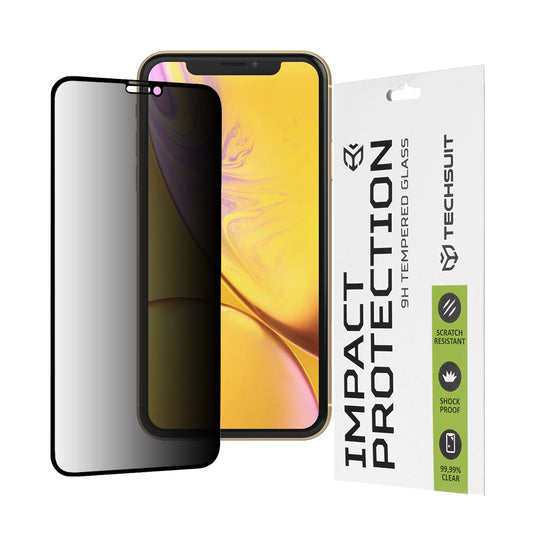 Folia ochronna na ekran Privacy Techsuit do Apple iPhone 11 / XR, szkło hartowane, pełna warstwa kleju, 111D