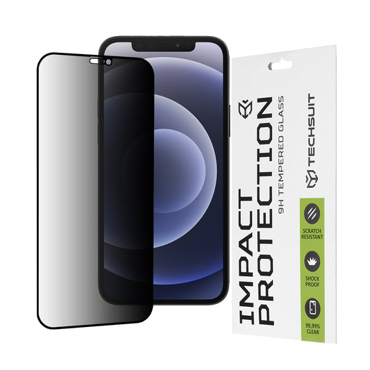 Folia ochronna na ekran Privacy Techsuit do Apple iPhone 12 / 12 Pro, szkło hartowane, pełna klej, 111D