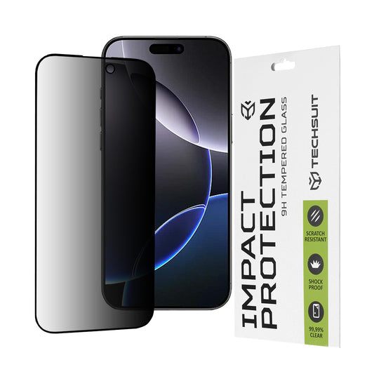 Folia ochronna na ekran Privacy Techsuit do Apple iPhone 16 Pro Max, szkło hartowane, pełna warstwa kleju, 111D