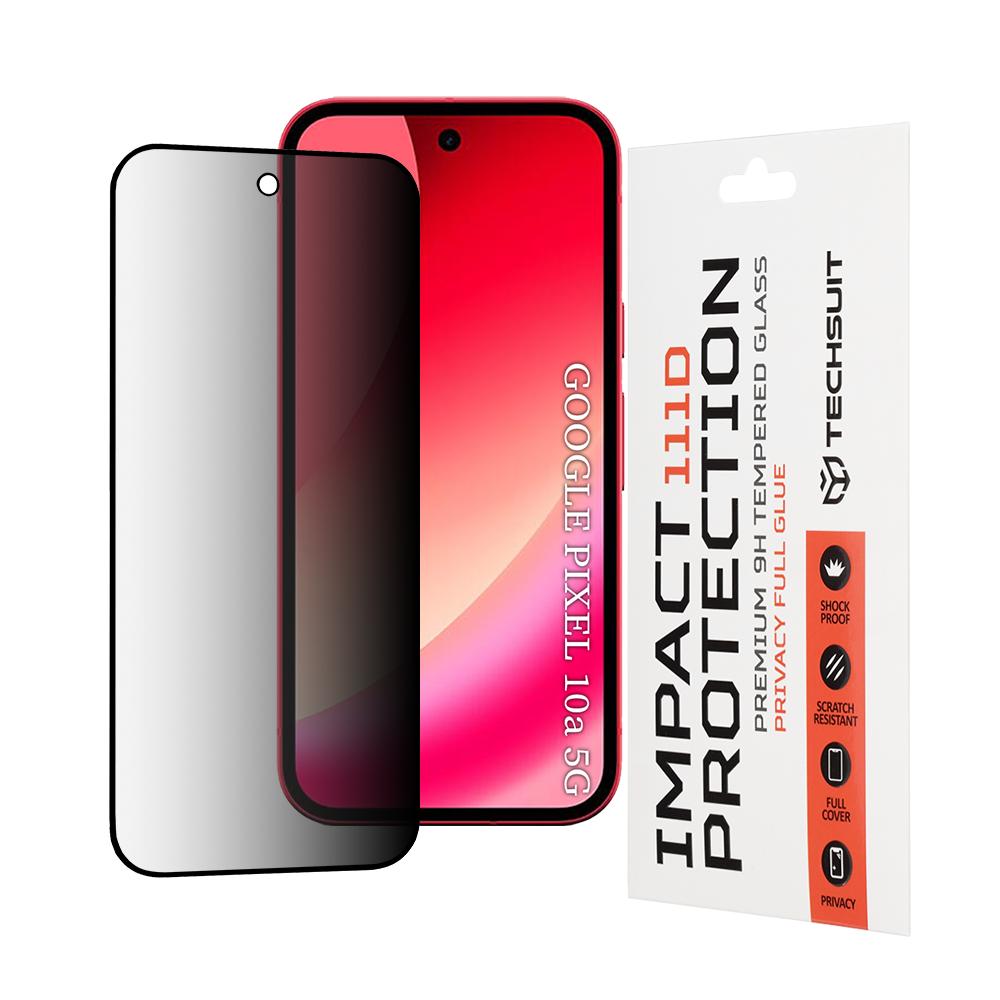 Folia ochronna Ecran Privacy Techsuit dla Google Pixel 10a, Szkło Hartowane, Full Glue, 111D