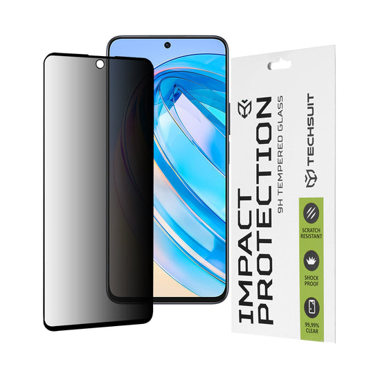 Folia ochronna na ekran Privacy Techsuit do Honor X8a / X8 4G, szkło hartowane, pełna warstwa kleju, 111D