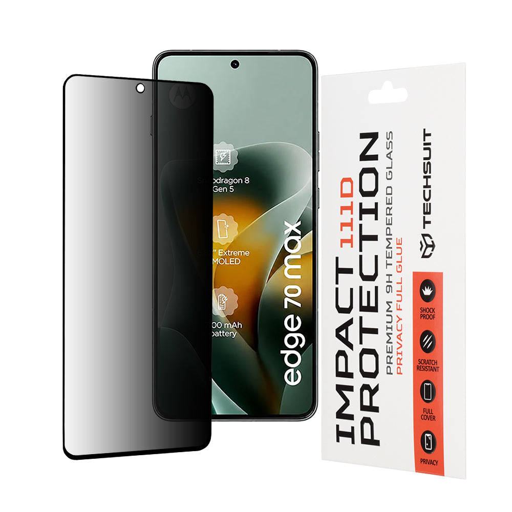 Folia ochronna na ekran Privacy Techsuit do Motorola Edge 70 Max, szkło hartowane, pełna warstwa kleju, 111D