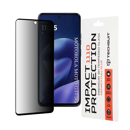 Folia ochronna na ekran Privacy Techsuit do Motorola Moto G47 / G37 Power / G37, szkło hartowane, pełna klej, 111D