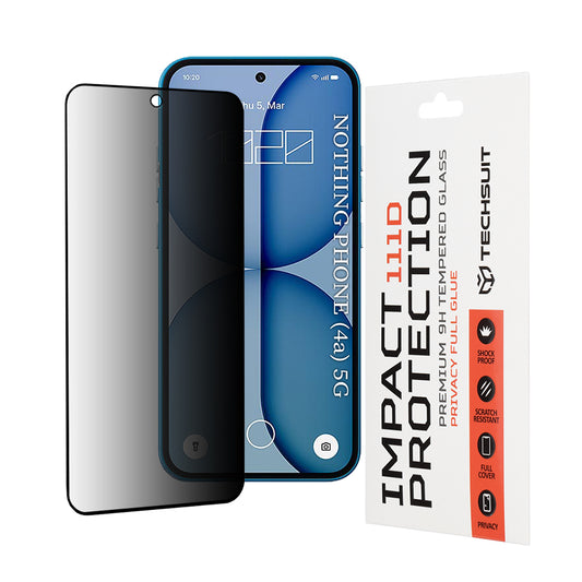 Privacy Techsuit Screen Protector for Nothing Phone (4a), Tempered Glass, Full Glue, 111D