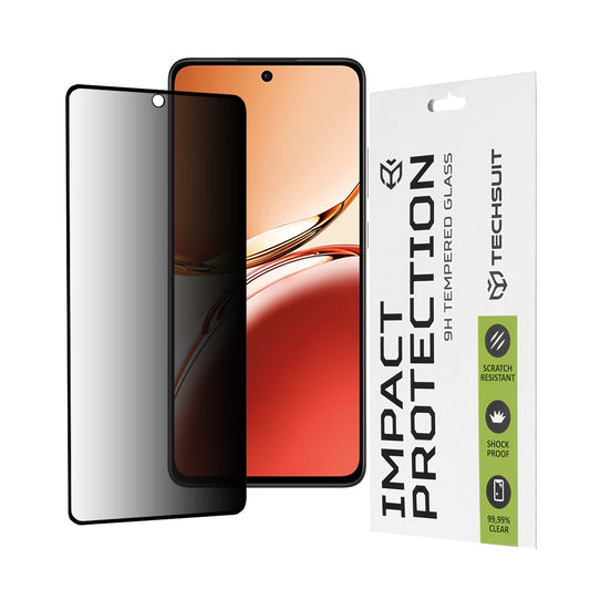 Folia ochronna na ekran Privacy Techsuit do Oppo Reno12 FS 5G / Reno12 FS 4G / Reno12 F 4G / Reno12 F, szkło hartowane, pełna warstwa kleju, 111D