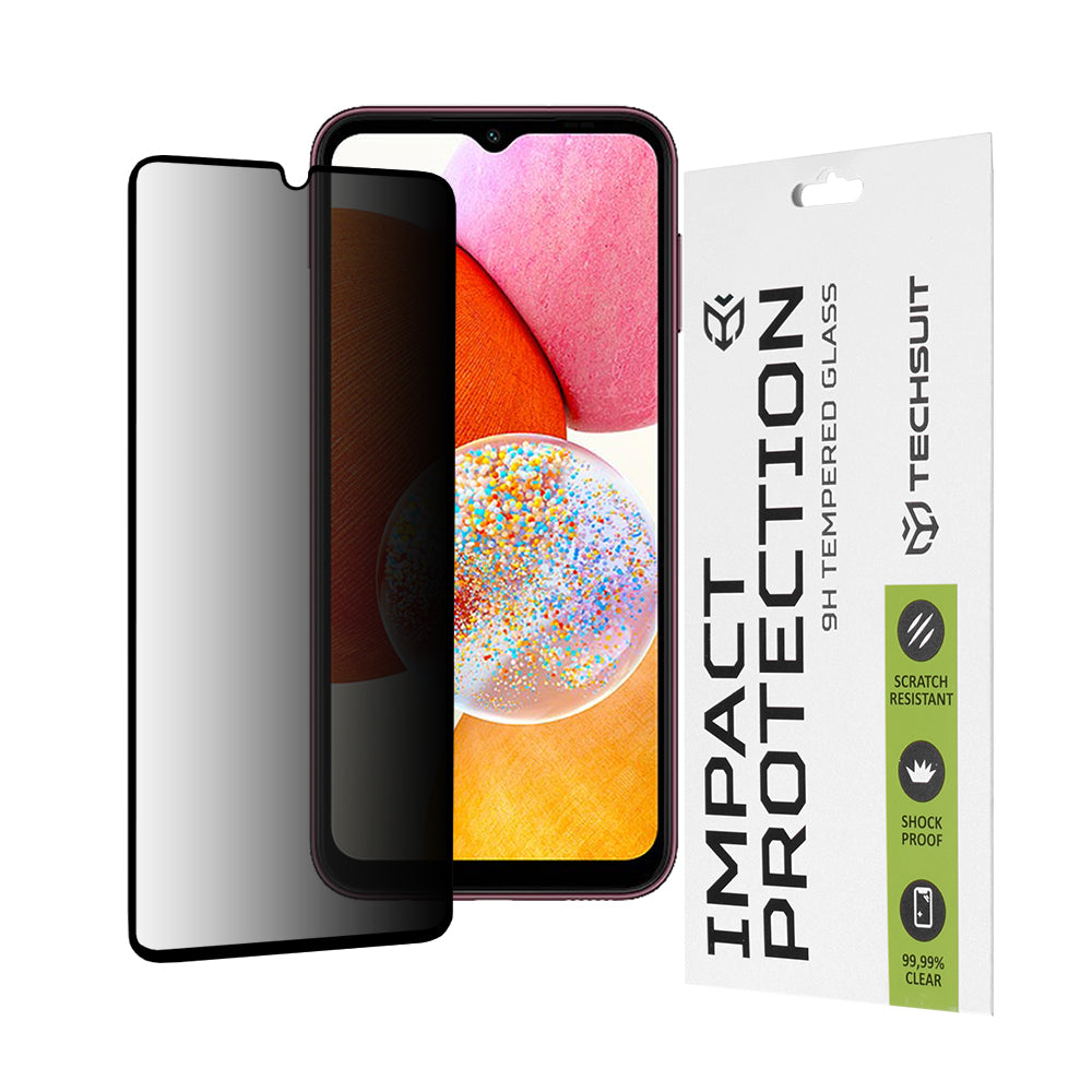 Folia ochronna na ekran Privacy Techsuit do Samsung Galaxy A14 A145 / A14 5G A146, szkło hartowane, pełna warstwa kleju, 111D