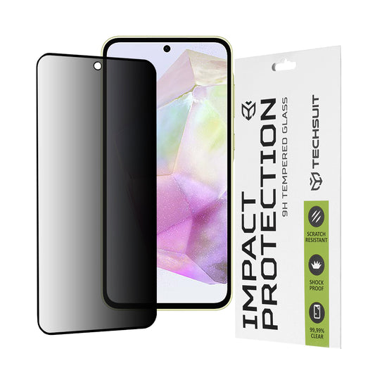 Folia ochronna na ekran Privacy Techsuit do Samsung Galaxy M56 M566 / M35 / A55 5G A556 / A35 5G A356, szkło hartowane, pełna warstwa kleju, 111D
