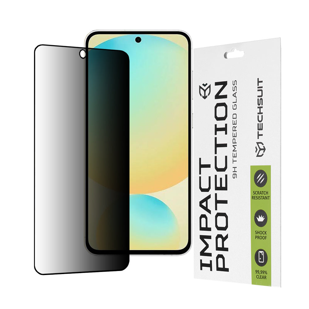 Folia ochronna na ekran Privacy Techsuit do Samsung Galaxy S24 FE S721, szkło hartowane, pełna warstwa kleju, 111D