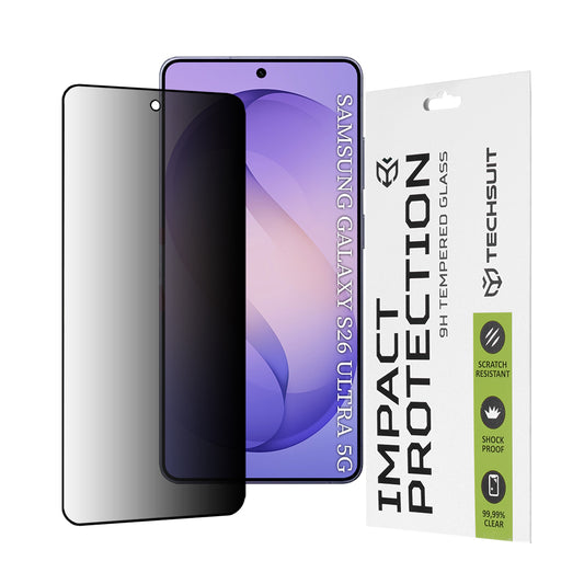 Folia ochronna Ecran Privacy Techsuit dla Samsung Galaxy S26 Ultra, Szkło Hartowane, Full Glue, 111D