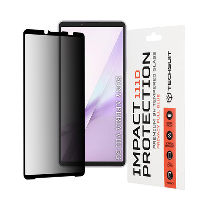 Folia ochronna na ekran Privacy Techsuit do Sony Xperia 10 VIII, szkło hartowane, pełna klej, 111D