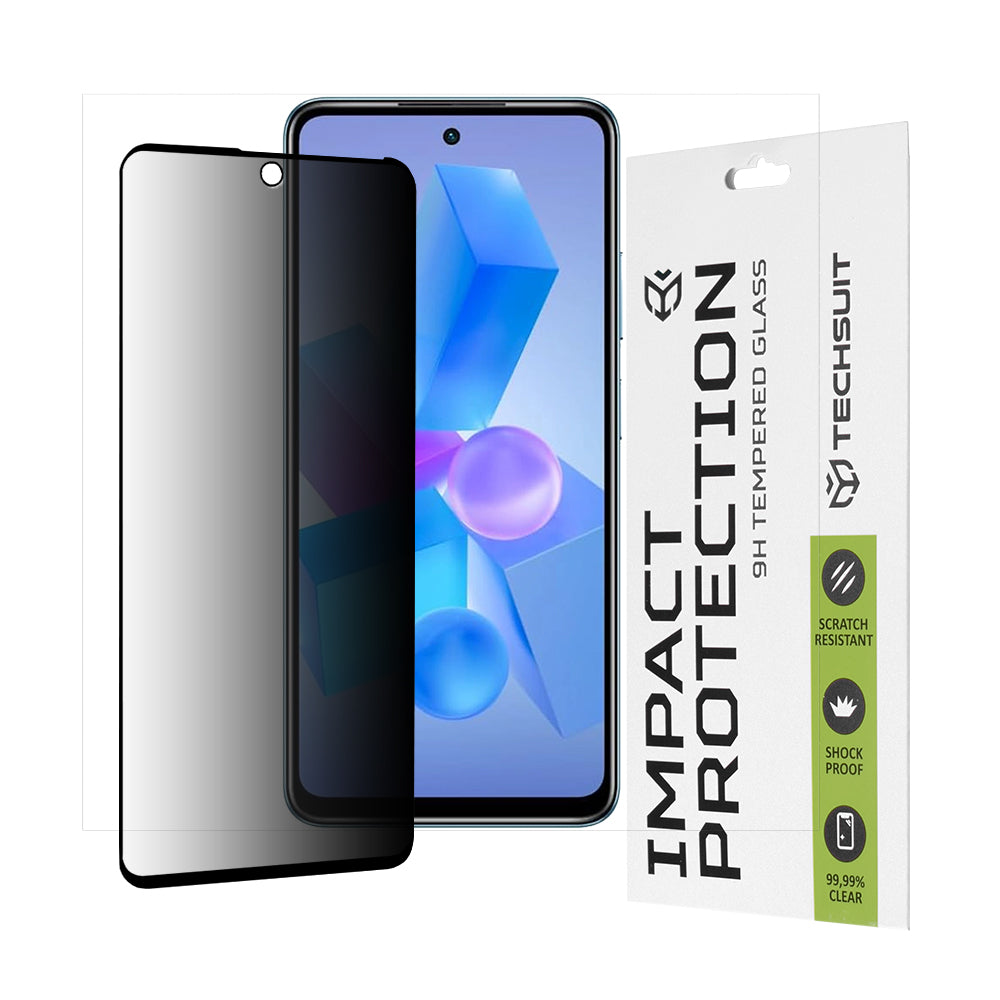 Folia ochronna na ekran Privacy Techsuit do Tecno Spark 20 Pro / Pova 5 Pro / Hot 40 / Hot 40 Pro, szkło hartowane, pełna klej, 111D