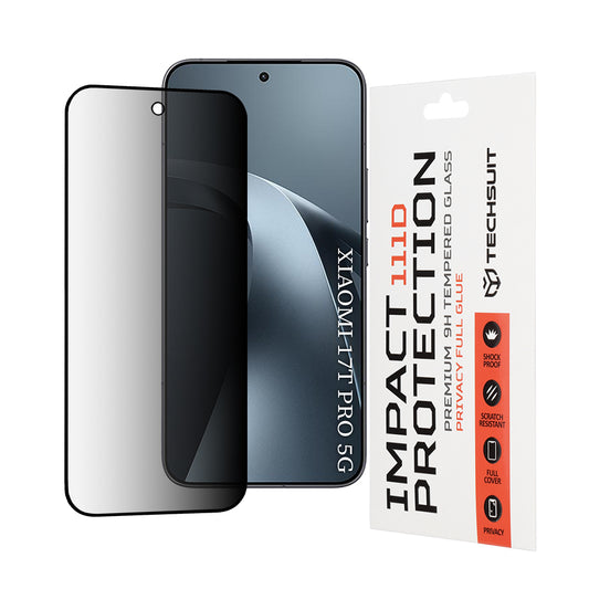 Folia ochronna na ekran Privacy Techsuit do Xiaomi 17T Pro, szkło hartowane, pełna warstwa kleju, 111D