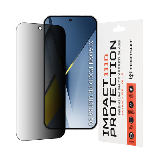 Folia ochronna Ecran Privacy Techsuit dla Xiaomi Poco F8 Ultra, Szkło Hartowane, Full Glue, 111D