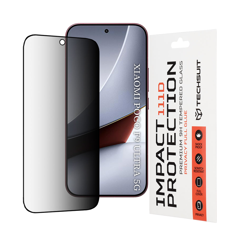 Folia ochronna na ekran Privacy Techsuit do Xiaomi Poco F9 Ultra, szkło hartowane, Full Glue, 111D