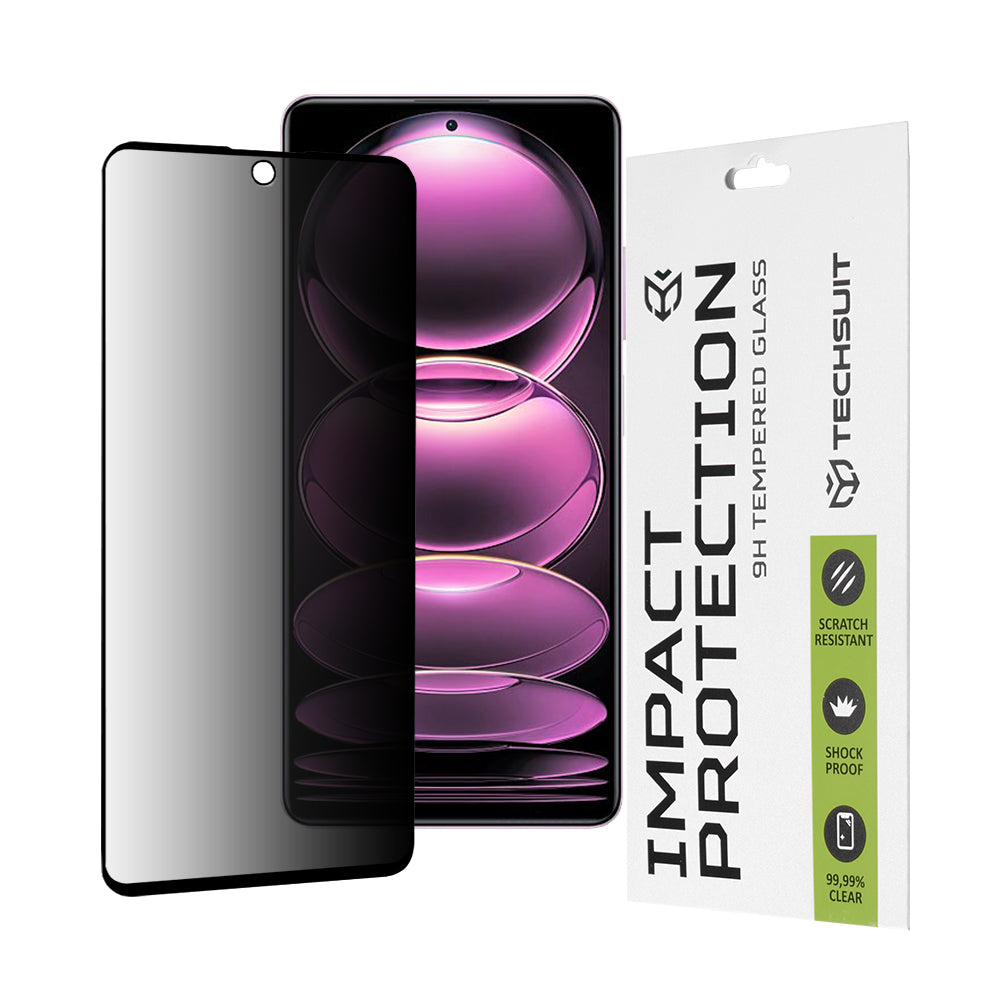 Folia ochronna na ekran Privacy Techsuit do Xiaomi Poco X5 Pro / Redmi Note 12 Pro 5G / Note 12 Pro+, szkło hartowane, pełna klej, 111D