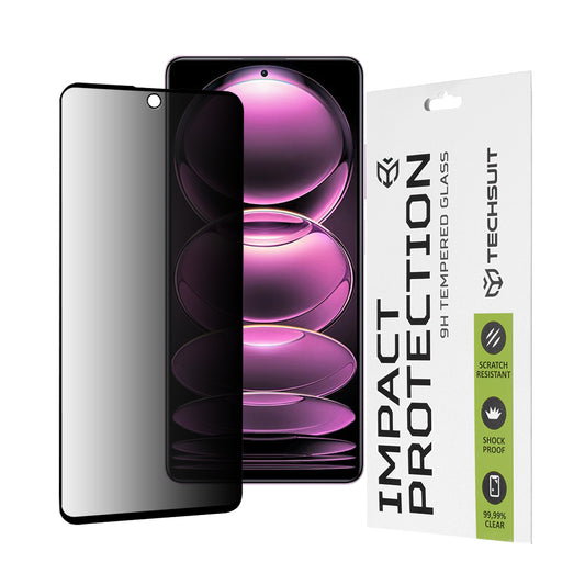 Folia ochronna na ekran Privacy Techsuit do Xiaomi Poco X5 Pro / Redmi Note 12 Pro 5G / Note 12 Pro+, szkło hartowane, pełna klej, 111D