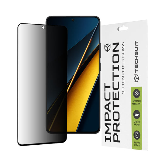Folia ochronna na ekran Privacy Techsuit do Xiaomi Poco X6 Pro, szkło hartowane, pełna warstwa kleju, 111D