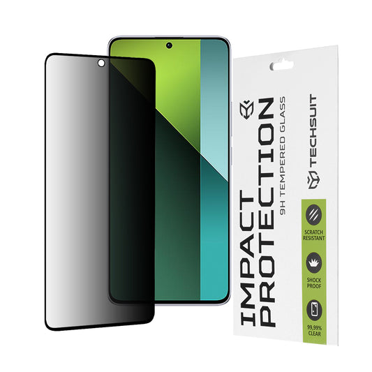Folia ochronna na ekran Privacy Techsuit do Xiaomi Poco X6 / Redmi Note 13 Pro 5G, szkło hartowane, pełna klej, 111D