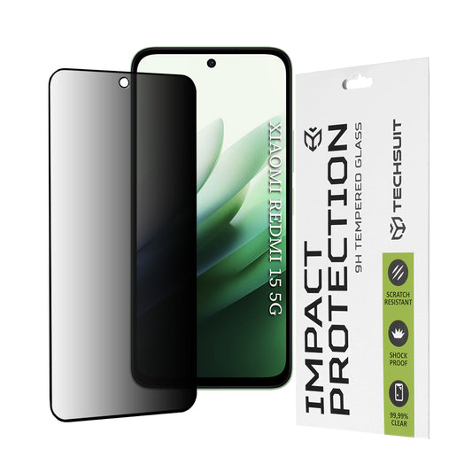 Folia ochronna na ekran Privacy Techsuit do Xiaomi Redmi 15 5G / 15 4G, szkło hartowane, pełna klej, 111D