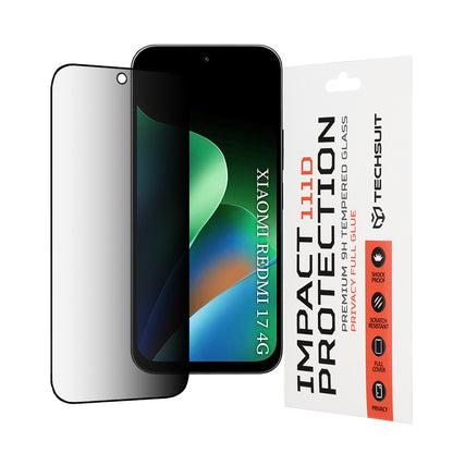 Folia ochronna na ekran Privacy Techsuit do Xiaomi Redmi 17 5G / 17 4G, szkło hartowane, pełna klej, 111D