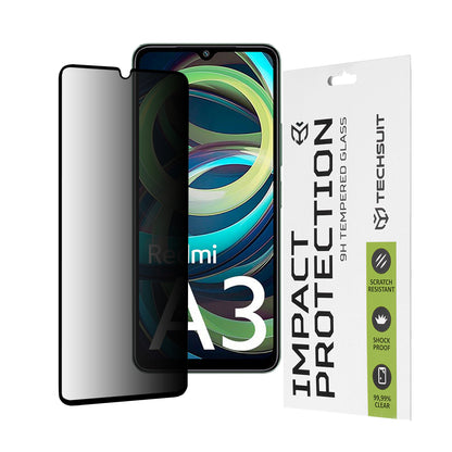 Folia ochronna na ekran Privacy Techsuit do Xiaomi Redmi A3x / A3, szkło hartowane, pełna warstwa kleju, 111D