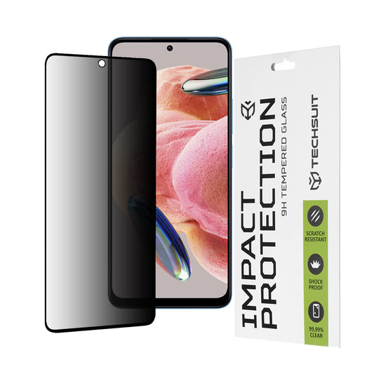 Folia ochronna na ekran Privacy Techsuit do Xiaomi Redmi Note 12 4G / Poco X5 / Note 12 5G, szkło hartowane, pełna klej, 111D