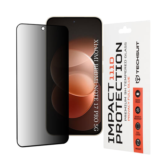 Folia ochronna na ekran Privacy Techsuit do Xiaomi Redmi Note 17 Pro / Note 17 Pro Max, szkło hartowane, pełna klej, 111D