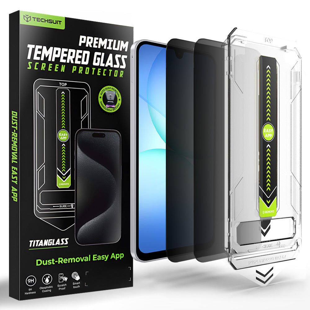Folia ochronna na ekran Privacy Techsuit TitanGlass CrystalHD do Samsung Galaxy A17 5G / A16 5G A166, szkło hartowane, pełna klej, zestaw 2 sztuki