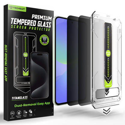 Folia ochronna na ekran Privacy Techsuit TitanGlass CrystalHD do Samsung Galaxy A37 5G / A36 A366, szkło hartowane, pełna klej, zestaw 2 sztuki