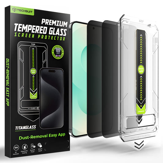 Folia ochronna Ecran Privacy Techsuit TitanGlass CrystalHD dla Samsung Galaxy S26 Plus, Szkło Hartowane, Full Glue, Zestaw 2 sztuki.