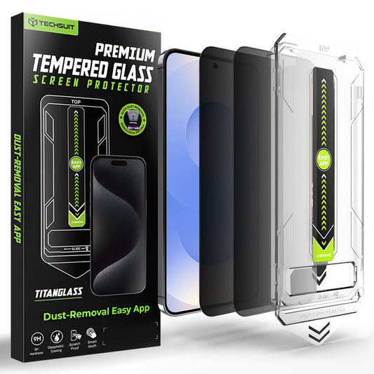 Folia ochronna do ekranu Privacy Techsuit TitanGlass CrystalHD dla Samsung Galaxy S26, Szkło Hartowane, Pełne Klejenie, Zestaw 2 sztuki