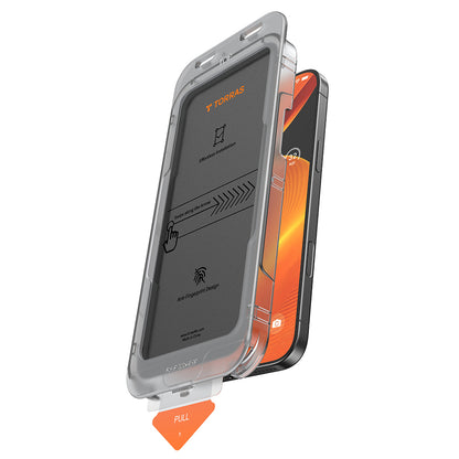 Folia ochronna na ekran Privacy Torras GlassGo Install Master dla Apple iPhone 16 Pro Max, szkło hartowane, pełna warstwa kleju