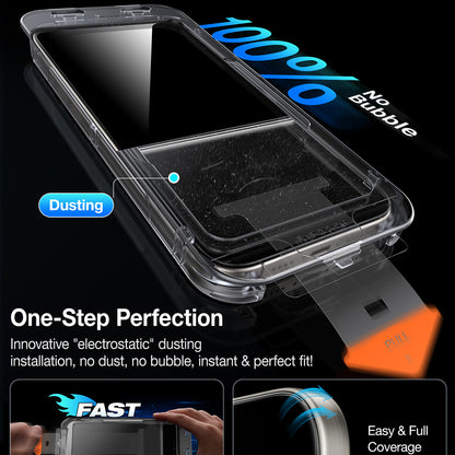 Folia ochronna na ekran Privacy Torras GlassGo Install Master dla Apple iPhone 16 Pro Max, szkło hartowane, pełna warstwa kleju