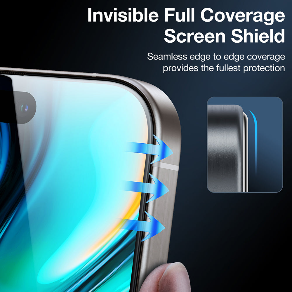 Folia ochronna na ekran Privacy Torras GlassGo Install Master dla Apple iPhone 16 Pro Max, szkło hartowane, pełna warstwa kleju