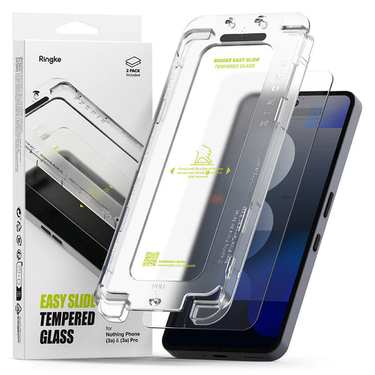 Folia ochronna na ekran Ringke Easy Slide do Nothing Phone (3a) / Phone (3a) Pro, szkło hartowane, pełna warstwa kleju, zestaw 2 sztuki
