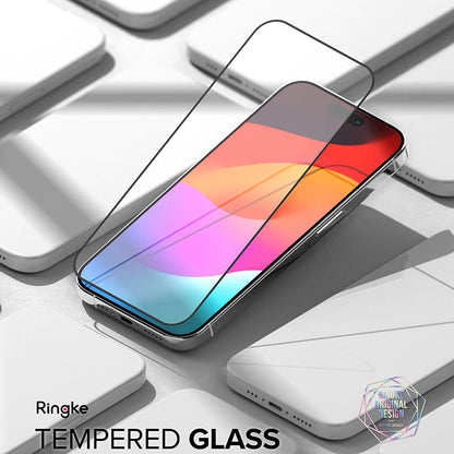 Ringke Screen Protector for Apple iPhone 15 Pro Max, Tempered Glass, Full Glue, Black