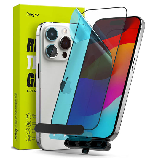 Folia ochronna na ekran Ringke do Apple iPhone 15 Pro, szkło hartowane, pełna klej, czarna