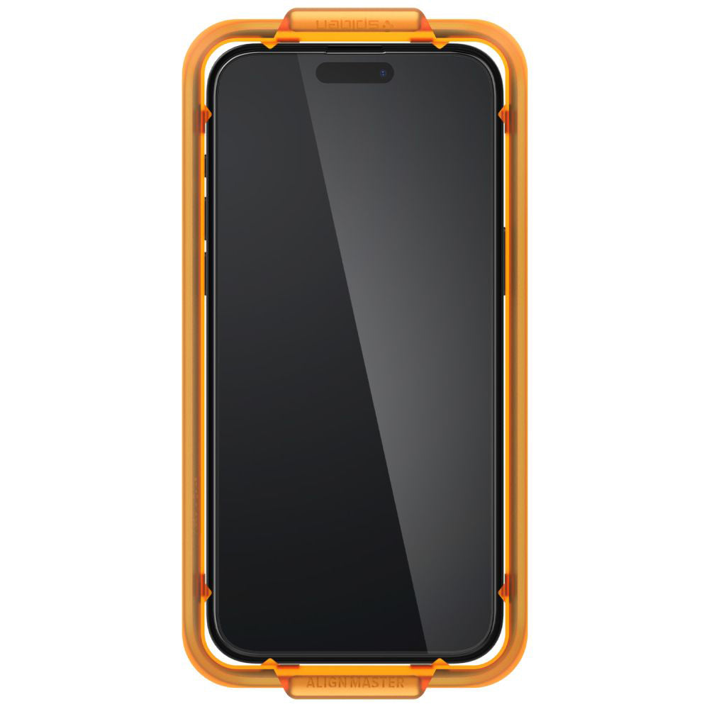 Folia ochronna na ekran Spigen GlastR Align Master dla Apple iPhone 15, Szkło Hartowane, Pełne Klejenie, Zestaw 2 sztuki, Czarna AGL06906