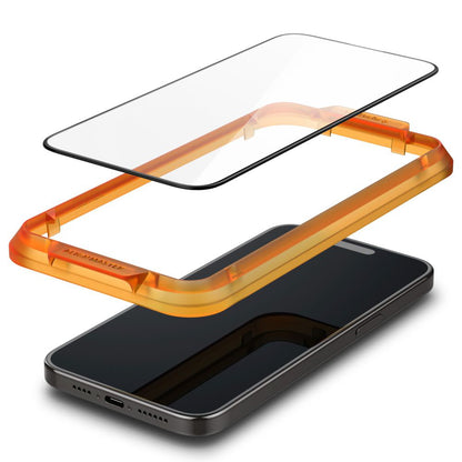 Folia ochronna na ekran Spigen GlastR Align Master dla Apple iPhone 15, Szkło Hartowane, Pełne Klejenie, Zestaw 2 sztuki, Czarna AGL06906