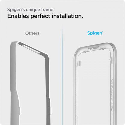 Spigen GlastR Align Master Screen Protector for Apple iPhone 17e / 16e / 14 / 13 Pro, Tempered Glass, Full Glue, Black AGL03725