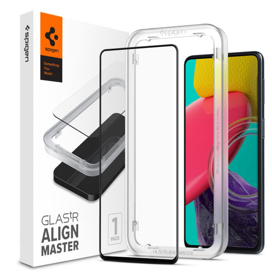 Folia ochronna na ekran Spigen GlastR Align Master dla Samsung Galaxy M53 M536, Hartowane szkło, Pełne klejenie, Czarna