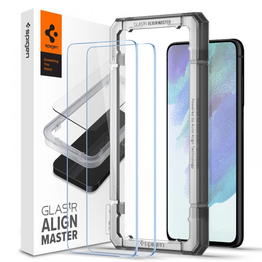 Folia ochronna na ekran Spigen GlastR Align Master dla Samsung Galaxy S21 FE 5G G990, Szkło Hartowane, Pełne Klejenie, Zestaw 2 sztuki AGL03088